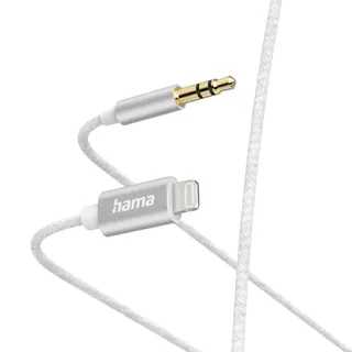 Hama Aux-Kabel Lightning -3,5-mm-Klinke Nylon 1 m Weiß