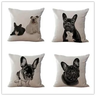 Kissenbezug 80x80 Tierischer Hund Kissenbezug 80x80 Sanft Baumwolle und Leinen Kopfkissenbezug 80x80 mit Reißverschluss Dauerhaft Kissenbezüge 80x80 Knitterfreie Starke Atmungsaktivität 4 Pcs
