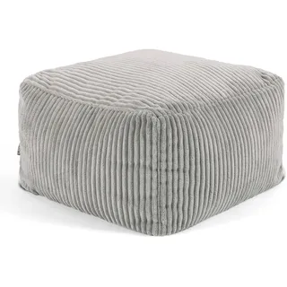 I.C.O.N. Icon Amara Hocker, Grau, Flauschiger Cord Stoff, Sitzsack Cord, Sitzpuff Hocker mit Füllung, Fußhocker für das Wohnzimmer, Deko Wohnzimmer