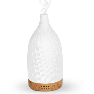 Aroma Diffuser, GuKKK Weiß Keramik Diffusor für Ätherische Öle, Aromatherapie Düfte Luftbefeuchter mit Einstellbarem Nebelmodus, 7 Farben LED, Timer-Einstellung, für Schlafzimmer, Yoga, Büro (100ml)