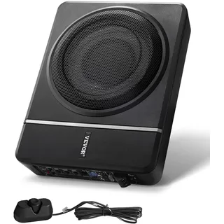 Vevor Untersitz Auto Subwoofer 240 W schlanker Auto Subwoofer mit Stromversorgung, Subsystem mit eingebautem Verstärker, Hoch-/Niedrigpegel-Eingang und Lautstärkeregler für SUVs Lkws Wohnmobile