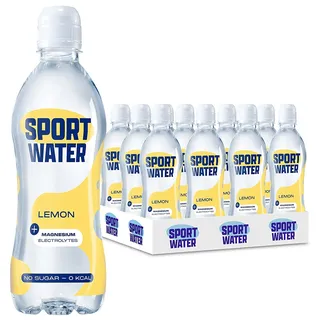 Sportwater Lemon 12x50cl - Erfrischendes Zero Sugar Zitronen-Sportwasser für aktive Menschen, natürlicher Geschmack und optimale Hydratation, 12 Einwegflaschen à 500 ml.