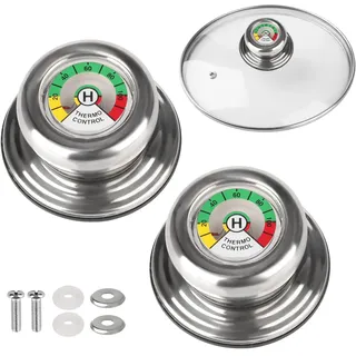 2 Stück Topfdeckelgriff mit Thermometer, kompatibel mit AMC Töpfen und Pfannen Thermo Deckelknopf Deckelgriff Ersatz Ersatz Topf Griff Thermometer für Thermometer Topfdeckelgriff