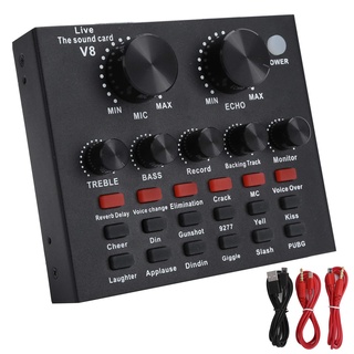 ASHATA Live-Soundkarte, Voice Changer Bluetooth-Unterstützung Handy-Computer-Headset mit -Audio-DJ-Mixer Sound-Mixer-Board-Unterstützung Anpassung der Nachhallgröße