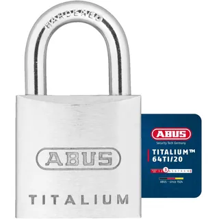 ABUS Vorhängeschloss Titalium 64TI/20 gleichschließend - Schlosskörper aus Spezial-Aluminium - gehärteter Stahlbügel - ABUS-Sicherheitslevel 3 - Silber