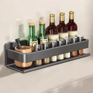 Gewürzregal, Gewürzregal Wand Ohne Bohren Gewürzregal Hängend Küchenregal Wand Ohne Bohren, Gewürzregale Aus Metall, Küchenregal Wand Für Küche, Schrank, Badezimmer (30cm)