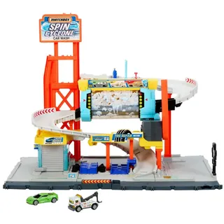 Mattel Europa B.V. Matchbox Spielset Rotierende Waschstraße“ mit Die-Cast-Corvette und Abschleppwagen