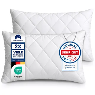Gentle North Kopfkissen (50x75 cm groß) - 2er Set Kissen für Bett und als Dekokissen - Mit Reißverschluss für Füllung - Sofakissen - Zierkissen für Couch und Sofa - Ökotex - Waschbar bis 60° - Weiß