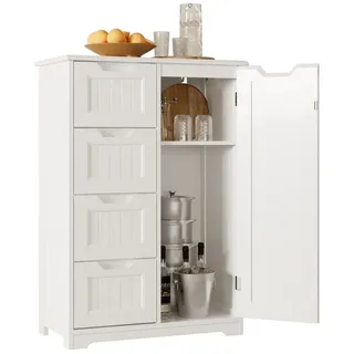 Bealife Badkommode,Sideboard,weiß, mit 4 Schubladen und 1 Tür, verstellbare Ablage weiß