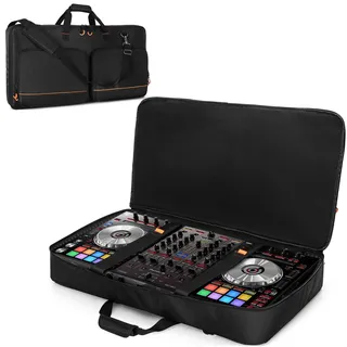 Rexmica DJ Controller Gepolsterte Tragetasche, Kompatibel mit Pioneer DDJ RX/SX/SX2/SX3 oder die Meisten Standard DJ Controller, Koffer für DJ-Equipment oder DJ Mischpulte mit Schultergurt (L,Schwarz)
