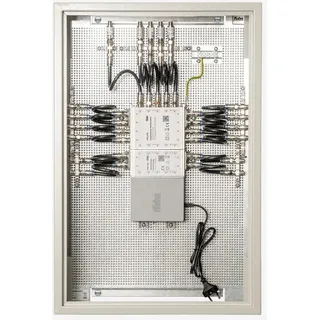 Fuba FMP 512 SL Multischalter-Paneel | Multischalter 12 Teilnehmer, EIN Satellit, komplett vormontiert im Montageschrank - mit Erdung, Potentialausgleich und Überspannungsschutz, EN/VDE-konform