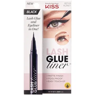 KISS Lash GLUEliner, Schwarz, 2-in-1 Wimpernkleber und Eyeliner mit Filzspitze, mattes Finish, kinderleichte Anwendung