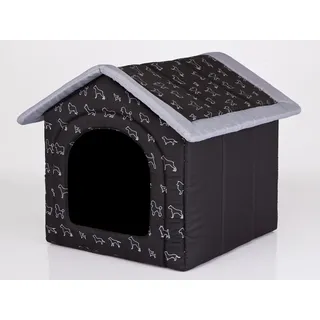 Hobbydog Hundehütte Hundehöhle Tierbett mit Reißverschlussdach, faltbar und pflegeleicht, Schaumstoffwände, wasserabweisend, 6 Größen schwarz R2 38x44x45 cm
