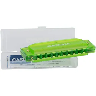 CASCHA Fun Blues Mundharmonika in C-Dur - Diatonische 10-Loch Mundharmonika für Kinder & Erwachsene - modernes halbtransparentes Design - hohe Qualität & lange Lebensdauer Green
