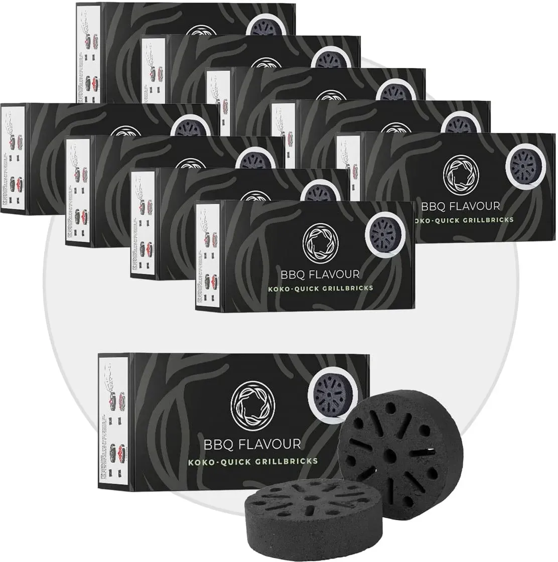 40x BBQ Flavour Quick Koko Briketts Kokos mit Anzündhilfe 45 bis 60 Minuten Bren...