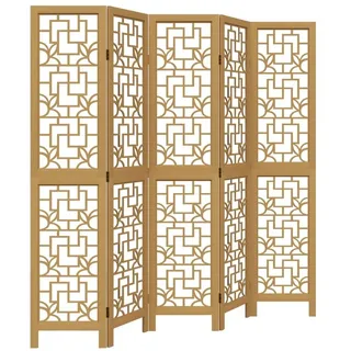 vidaXL 5-tlg. Raumteiler Braun Massivholz Paulownia