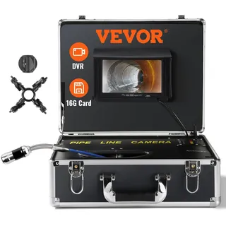 VEVOR Kanalkamera, 20 m, 17,8 cm Bildschirm, Rohrinspektionskamera mit DVR-Funktion, IP68-Kamera, 12 einstellbare LEDs, mit 16 GB SD-Karte für Abwasserleitungen, Abflussrohre