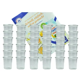 Mambocat 36er Set Weck Gläser 160 ml Sturzgläser incl. Diamant-Zucker Gelierzauber Rezeptheft