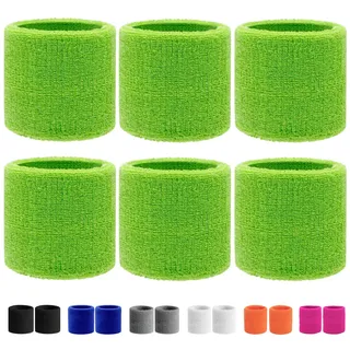 6 Stück Schweißband Handgelenk,Fitness Schweissband,Jungen & Mädchen Schweißbänder Handgelenk,Absorbierende Schweißband Kinder,Baumwoll Schweißband Arm für Fußball,Basketball und Tennis Sport-Hellgrün
