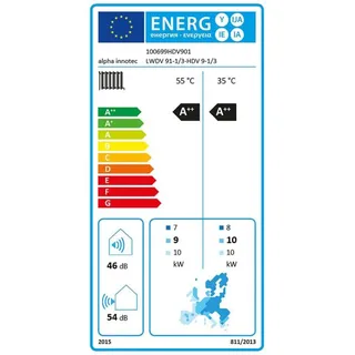 Wärmepumpenpaket alpha innotec LWDV 91-1/3-HDV 9-1/3 mit 300 Liter BWS und 100 Liter TPS, Bodenkonsole