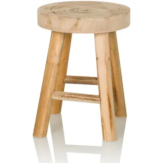 hjh living Hocker aus massiven Holz RUSTIKO W Stabiler Holzhocker Sitzhocker im Skandi-Look, Blumenhocker aus Paulownia-Holz