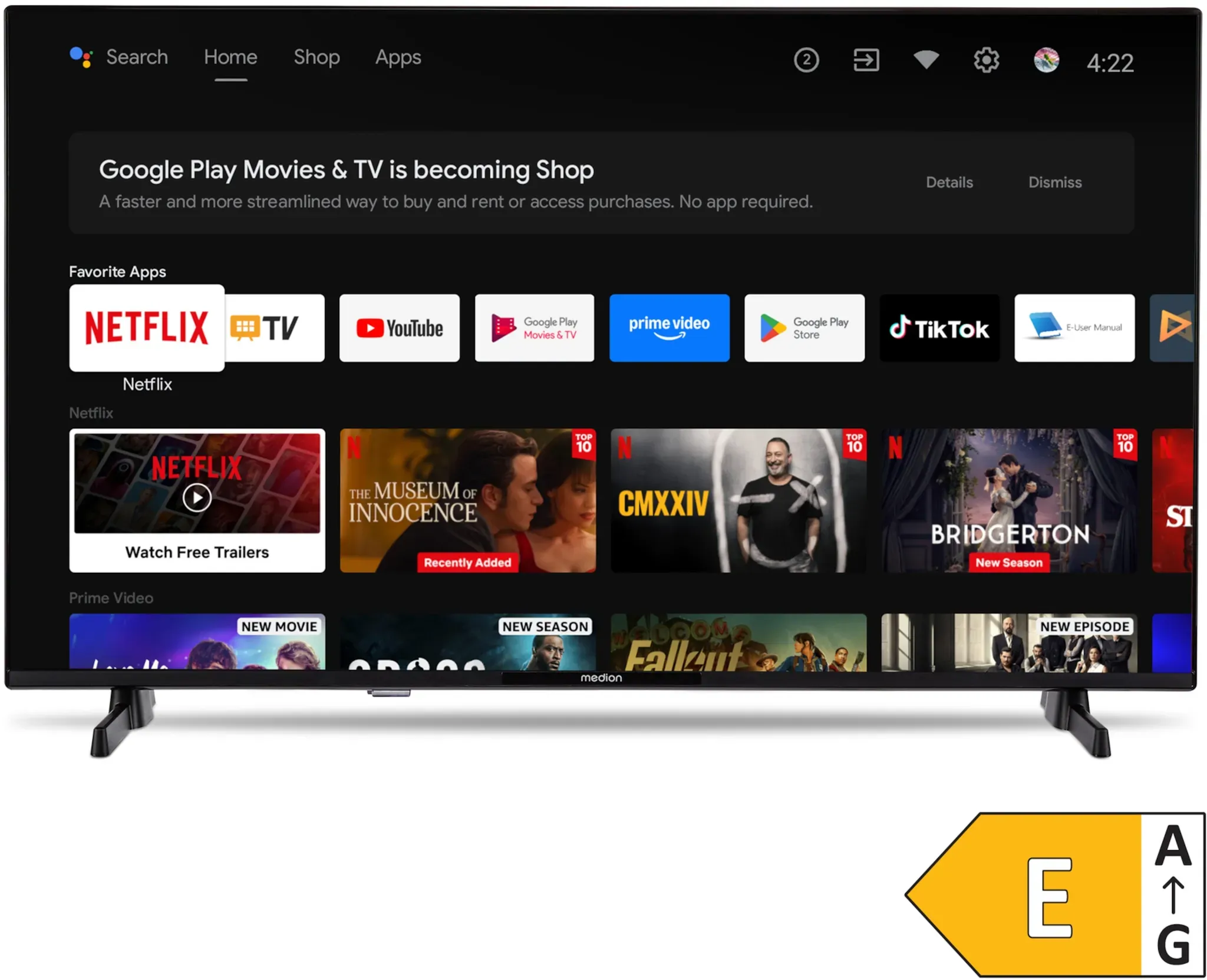 MEDION LIFE MD 843100 Android TVTM (2026), 108 cm (43''), Full HD Display, PVR ready, Bluetooth®, Netflix, Amazon Prime Video, Micro Dimming