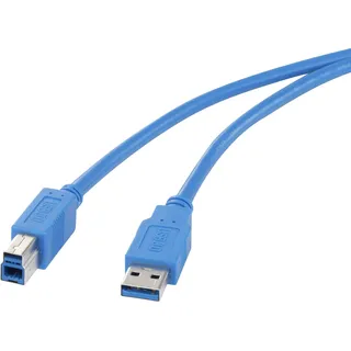 Renkforce USB-Kabel USB 3.2 Gen1 (USB 3.0 / USB 3.1 Gen1) USB-A Stecker, USB-B Stecker 0.50 m Blau
