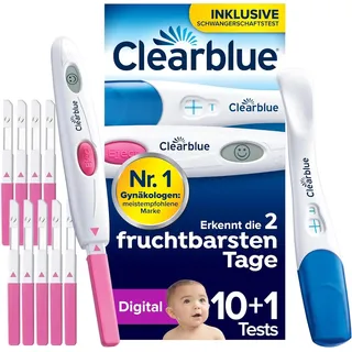 Clearblue Kinderwunsch Ovulationstest-Kit Digital, Bestimme deine 2 Tage maximaler Fruchtbarkeit, 1 Testhalterung Digital und 30 Tests, Teste die KOSTENLOSE Clearblue Perioden- & Zyklus-Tracker-App