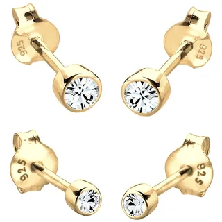 Elli Ohrringe Damen Ohrstecker 2er Set Basic mit Kristall in 925 Sterling Silber