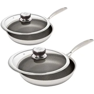 hensslers Pfannenset 4tlg. Inkl. Deckel Deckel ⌀ 24 & 28cm Edelstahl