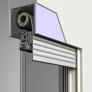 Fenster mit Aufsatzrolladen, Kunststofffenster aluplast Ideal 4000 mit Rollladen Basic, Weiß, 800 x 800 mm, individuell konfigurieren