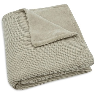 jollein 517-511-67054 Babydecke Strickdecke mit Teddyfell Basic Knit Olive (75x100 cm)