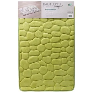 HSC Home-Style-Creation GmbH Schaum-Badematte Liverpool, Höhe 15 mm, Memory Schaum, rutschhemmend, schnelltrocknend, strapazierfähig, superweich, hautsympathisch, vollwaschbar, langlebig, wasserabsorbierend, Fußbodenheizung geeignet, Polyester, rechteckig, runde Ecken, in Stein Optik, 50x80 cm grün