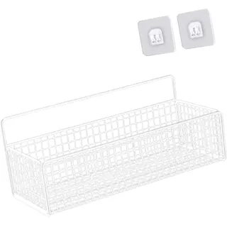 Sharplace Wandmontierte Regale, hängender Wandkorb zur Aufbewahrung, Bauernhaus-Dekor, Draht-Hängekorb für Küche, Obst, Gemüse, Snacks, Weißes L mit Aufkleber