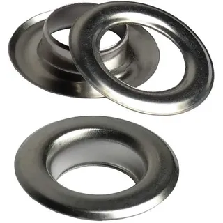 IstaTools Ösen mit Gegenscheiben, Messing-Ösen, Metallöse, Rundöse mit Scheibe, Messing, rostfrei (10, 12mm / 25mm Silber nickelfrei)