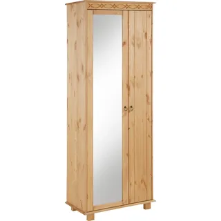 Home Affaire Garderobenschrank »Indra«, aus massiver Kiefer, mit Spiegel, dezentes Ornament