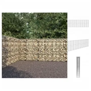 vidaXL Gabionenwand mit Abdeckung Verzinkter Stahl 600×30×200 cm