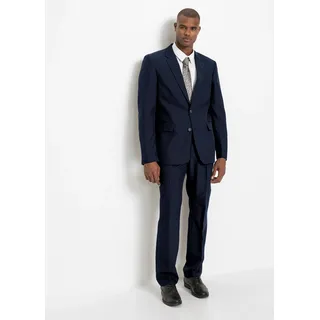 bonprix Anzug mit Hemd und Krawatte (4tlg. Set), blau, Gr.54, Klassischer Anzug, Hose mit elastischem Bequembund