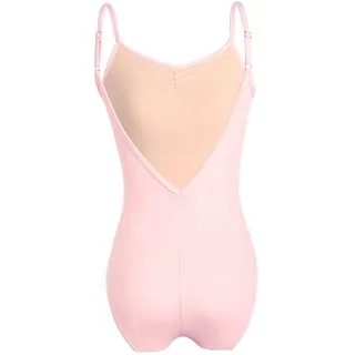 Ballett Trikot Damen Frauen-Ballett-Trikots, klassische Leibchen-Tanz-Trikots, hohe Elastizität, Gymnastik-Trikots, Nylon-Ballett-Body mit V-Rücken for Erwachsene(Ballet Pink,2XL height 175-180cm)