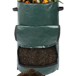 mizikuu Stand up Komposter Garten, 120L Schnellkomposter mit Deckel und Kompost Entnahmefenster Gartenkomposter Composter Kunststoff Behälter Kompostsack Laubsack Gartenabfallsack Thermokomposter