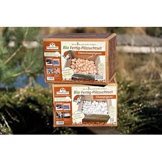 Bio-Champignon-Pilzzucht-Set, 2 Boxen im Set, braun + weiß