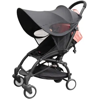 Sonnensegel Kinderwagen Universal Sonnenverdeck UV Schutz Verstellbar Sonnenschirm Wasserdicht Sonnenabdeckung Faltbar Sonnenblende Atmungsaktiv Schattenflügel für Sportwagen Buggy Outdoor Schwarz