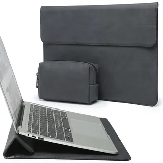 HYZUO 15-16 Zoll Laptop Hülle Laptophülle mit Standfunktion für MacBook Pro 16 M4/M3/M2/M1 Pro/Max 2024-2019, XPS 15, MacBook Pro 15 2015-2012, Samsung Galaxy Book Flex/Pro 15, Graphit