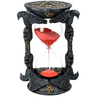 Figuren Shop GmbH Sanduhr Sanduhr - Raben und Totenköpfe - Gothic Dekoration Pentagramm