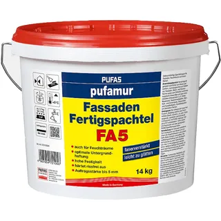 Pufas pufamur Wand Fassaden Fertigspachtel FA5 faserverstärkt für innen und außen - 14 kg Eimer