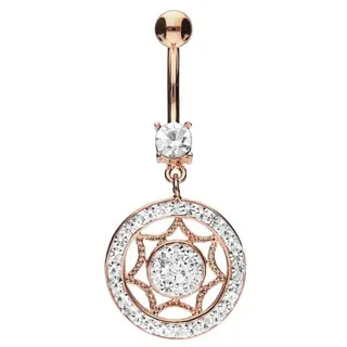 PIERCINGLINE Chirurgenstahl Bananabell mit Brass-Design MANDALA