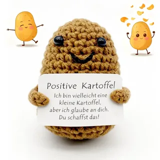 Pocket Hug Positive Kartoffel, Positive Potato mit Positive Energiekarte, Kreative Strickwolle Kartoffel Puppe Glücksbringer, Mutmacher Geschenk für Freund Kollegen Famili, Einschulung Geschenk