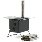 CampFeuer Feuerstelle Zeltofen, 54 x 40 x 259,5 cm, Zeltheizung Camping, Zelt Ofen Outdoor schwarz