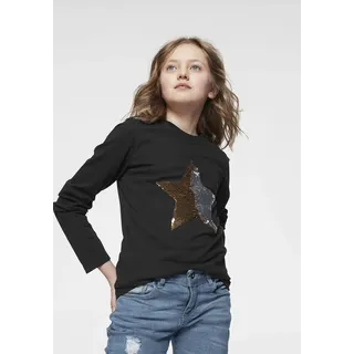 Kidsworld Langarmshirt »STERN«, Langarm, taillierter Schnitt, mit glitzernden Pailletten schwarz