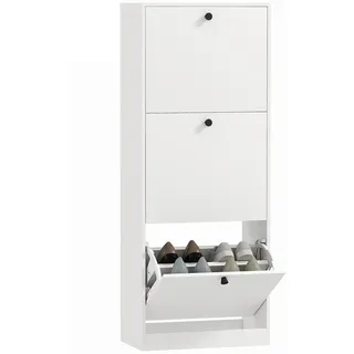 Homcom Schuhschrank Weiß 47x120x26 cm, Garderobe, Schuhaufbewahrung, Schuhkipper